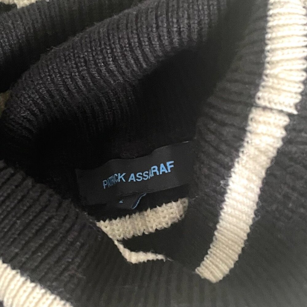 Patrick Assaraf Merino Wool Black & White Stripe Turtleneck NWOT - Picture 7 of 8